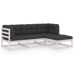 Set mobilier de grădină cu perne, 4 piese, lemn masiv de pin