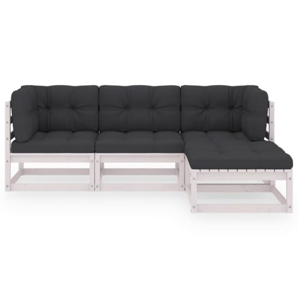 Set mobilier de grădină cu perne, 4 piese, lemn masiv de pin