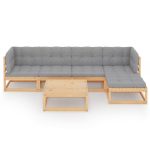 Set mobilier de grădină, 6 piese, cu perne, lemn masiv de pin