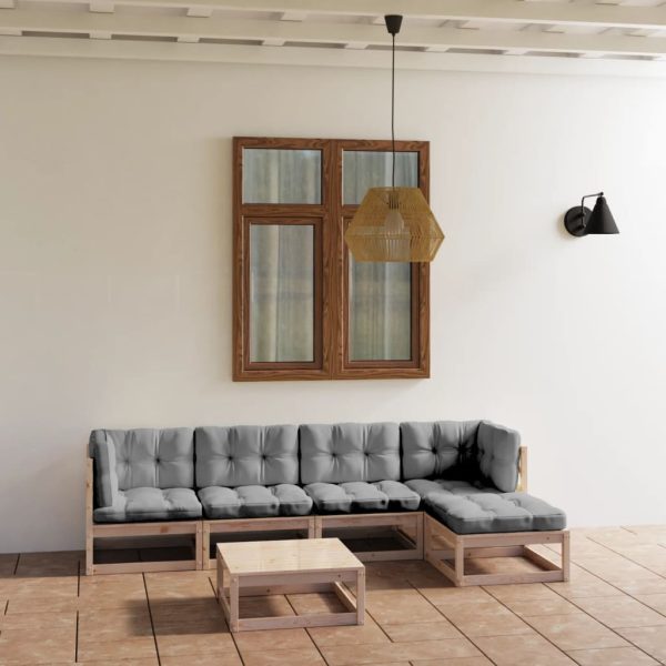Set mobilier de grădină, 6 piese, cu perne, lemn masiv de pin