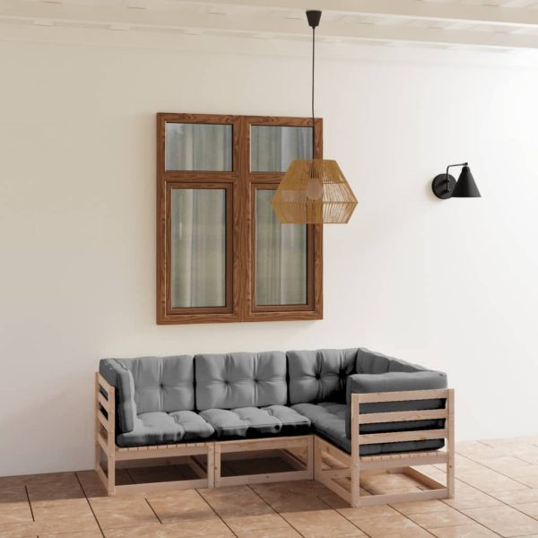 Set mobilier de grădină cu perne, 4 piese, lemn masiv de pin