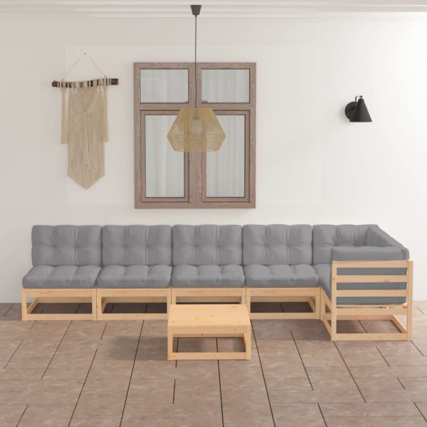 Set mobilier de grădină cu perne, 7 piese, lemn masiv de pin