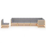 Set mobilier de grădină cu perne, 7 piese, lemn masiv de pin