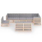 Set mobilier grădină cu perne, 9 piese, lemn masiv de pin