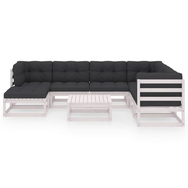 Set mobilier de grădină cu perne, 8 piese, lemn masiv de pin