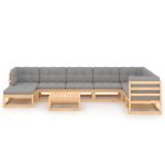 Set mobilier grădină cu perne, 9 piese, lemn masiv de pin
