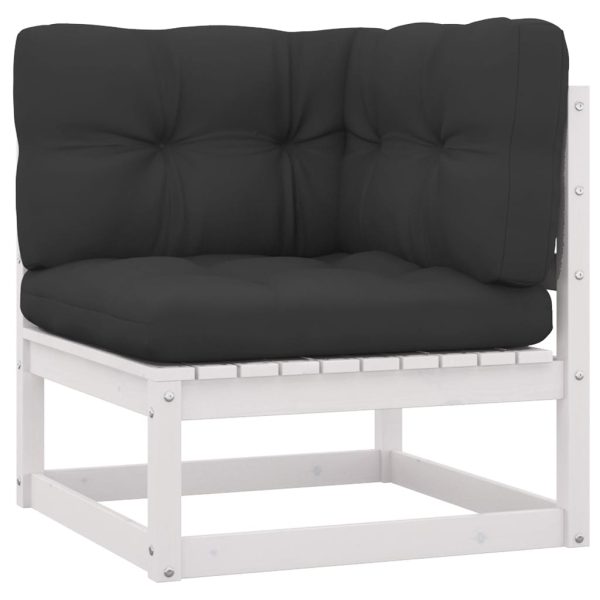 Set mobilier grădină cu perne, 7 piese, alb, lemn masiv de pin