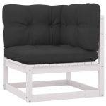 Set mobilier grădină cu perne, 9 piese, alb, lemn masiv de pin