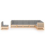 Set mobilier grădină cu perne, 8 piese, lemn masiv de pin