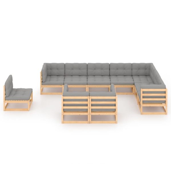 Set mobilier grădină cu perne, 10 piese, lemn masiv de pin