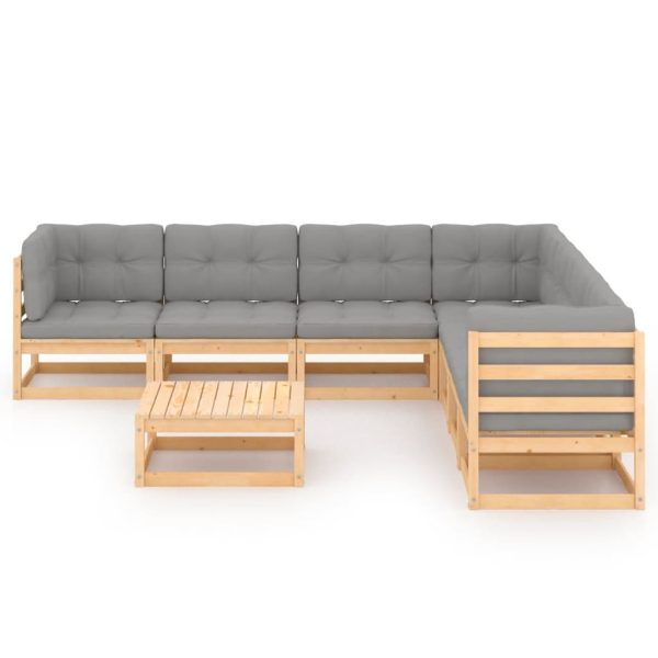Set mobilier de grădină din 8 piese, lemn masiv de pin