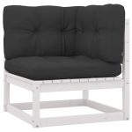Set mobilier grădină cu perne, 8 piese, alb, lemn masiv de pin