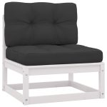 Set mobilier grădină cu perne, 8 piese, alb, lemn masiv de pin
