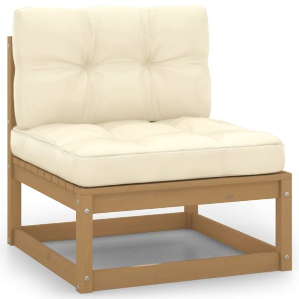 Set mobilier grădină, perne, 9 piese, maro miere lemn masiv pin