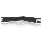 Set mobilier grădină cu perne, 10 piese, lemn masiv de pin