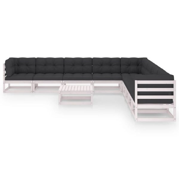Set mobilier grădină cu perne, 10 piese, lemn masiv de pin