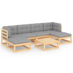 Set mobilier de grădină cu perne, 7 piese, lemn masiv de pin