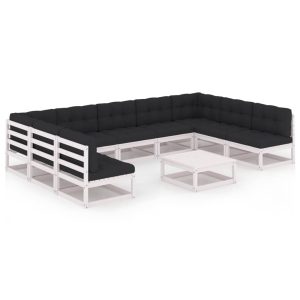 Set mobilier grădină cu perne, 10 piese, lemn masiv de pin