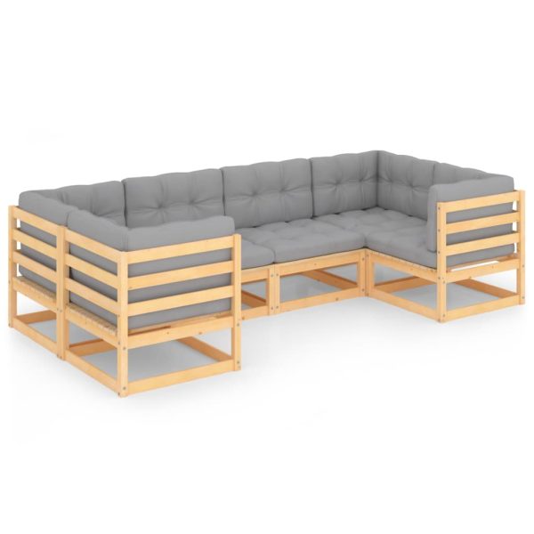 Set mobilier de grădină cu perne, 6 piese, lemn masiv de pin