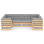 Set mobilier de grădină cu perne, 6 piese, lemn masiv de pin