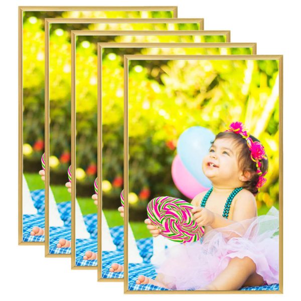 Rame foto colaj pentru perete, 5 buc., auriu, 70×90 cm, MDF