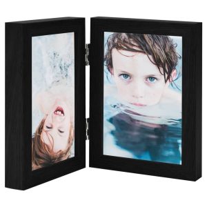 Ramă foto dublă, colaj, negru, 2x (10×15 cm)