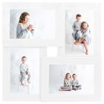 Ramă foto colaj, alb, 4x (13×18 cm) foto, MDF