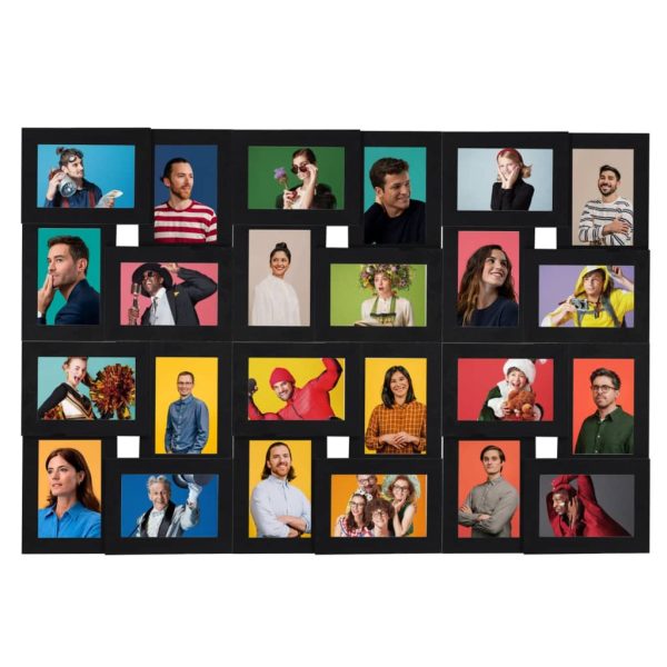 Ramă foto colaj pentru 24x (10×15 cm) foto, negru, MDF