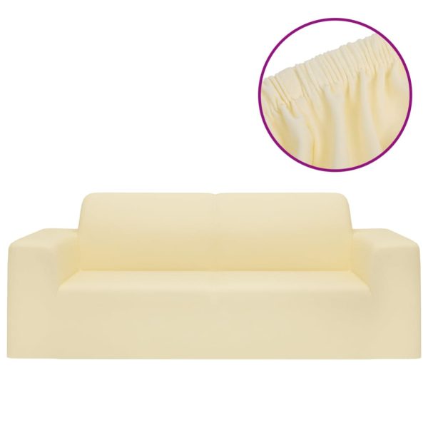 Husă elastică pentru canapea cu 2 locuri poliester jersey crem