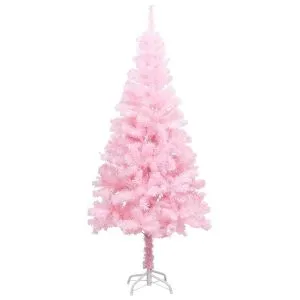 Brad Crăciun pre-iluminat cu set globuri, roz, 120 cm, PVC
