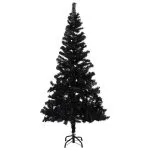 Brad Crăciun pre-iluminat cu set globuri, negru, 240 cm, PVC
