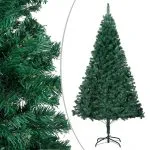 Brad de Crăciun pre-iluminat cu set globuri, verde, 210 cm, PVC