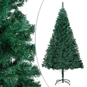 Brad de Crăciun pre-iluminat cu set globuri, verde, 210 cm, PVC