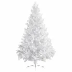 Jumătate brad Crăciun pre-iluminat cu set globuri, alb, 180 cm