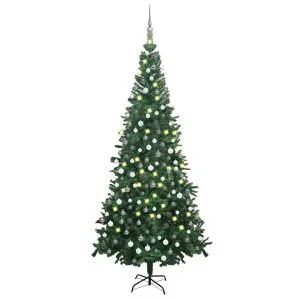 Brad de Crăciun pre-iluminat cu set globuri, verde, 240 cm, L