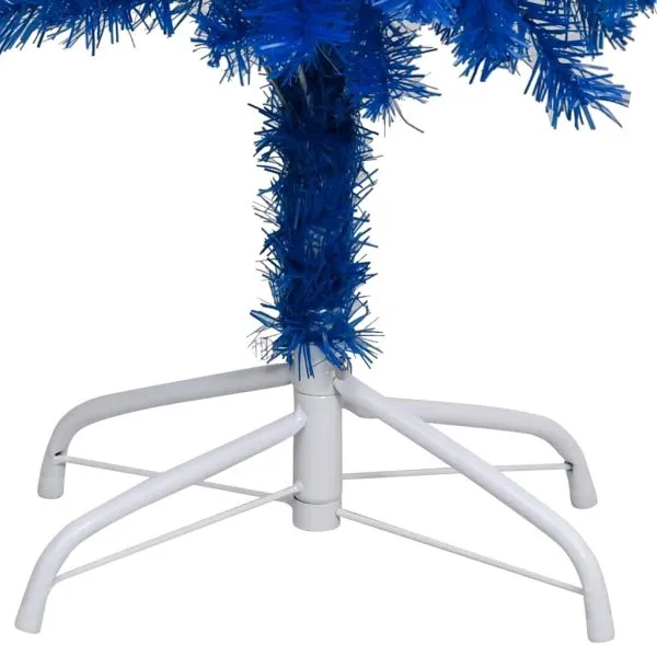 Brad Crăciun pre-iluminat cu set globuri, albastru, 210 cm, PVC