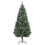 Brad de Crăciun artificial pre-iluminat cu conuri de pin 180 cm