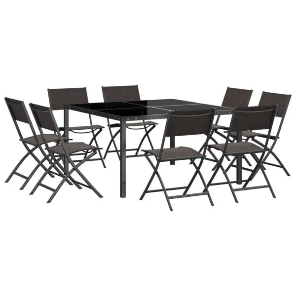 Set mobilier de exterior, 9 piese, oțel