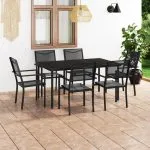 Set mobilier de exterior, 7 piese, oțel