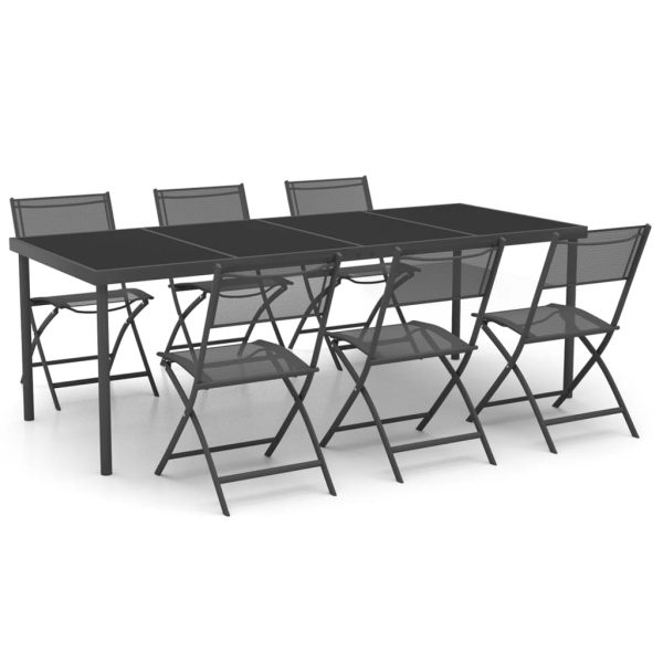 Set mobilier de exterior, 7 piese, oțel