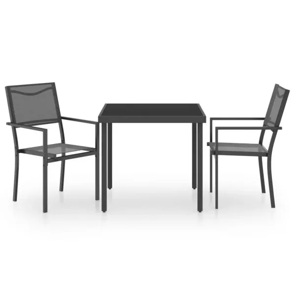 Set mobilier de exterior, 3 piese, oțel