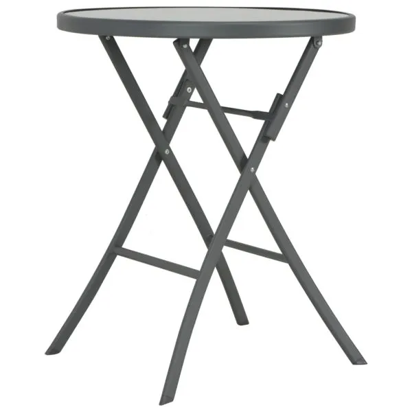 Set mobilier bistro pliabil, 3 piese, gri, oțel