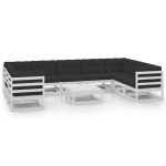 Set mobilier grădină cu perne, 10 piese, lemn masiv de pin