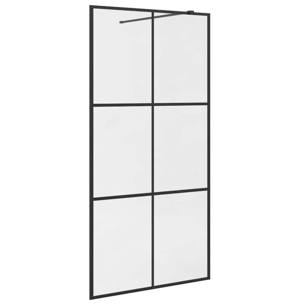 Paravan duș walk-in, negru, 100×195 cm, sticlă ESG transparentă