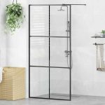 Paravan duș walk-in, negru, 100×195 cm, sticlă ESG transparentă