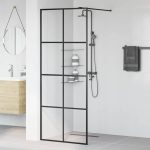 Paravan de duș walk-in negru 80×195 cm sticlă ESG transparentă