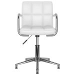 Scaune de bucătărie pivotante, 2 buc., alb, piele artificială