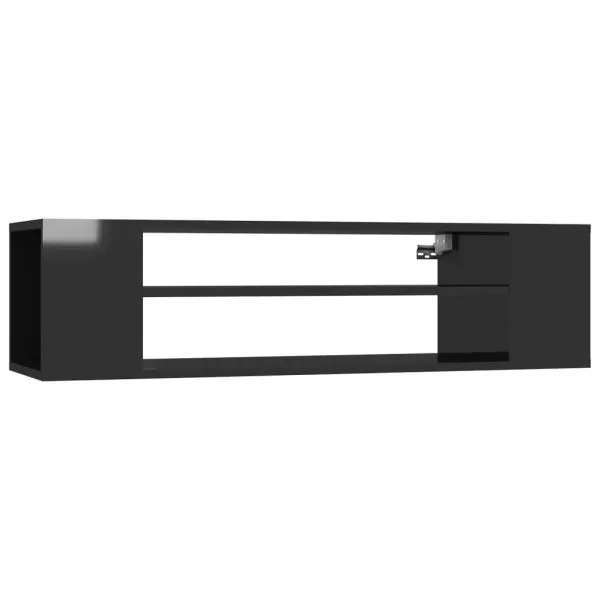 Dulap TV suspendat, negru extralucios, 100x30x26,5 cm, PAL