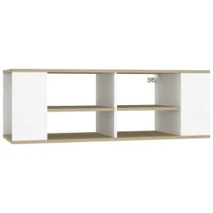 Dulap TV montat pe perete alb&stejar sonoma 102x35x35 cm lemn