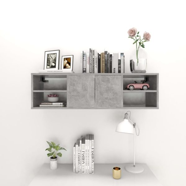 Raft de perete, gri beton, 102x30x29 cm, PAL